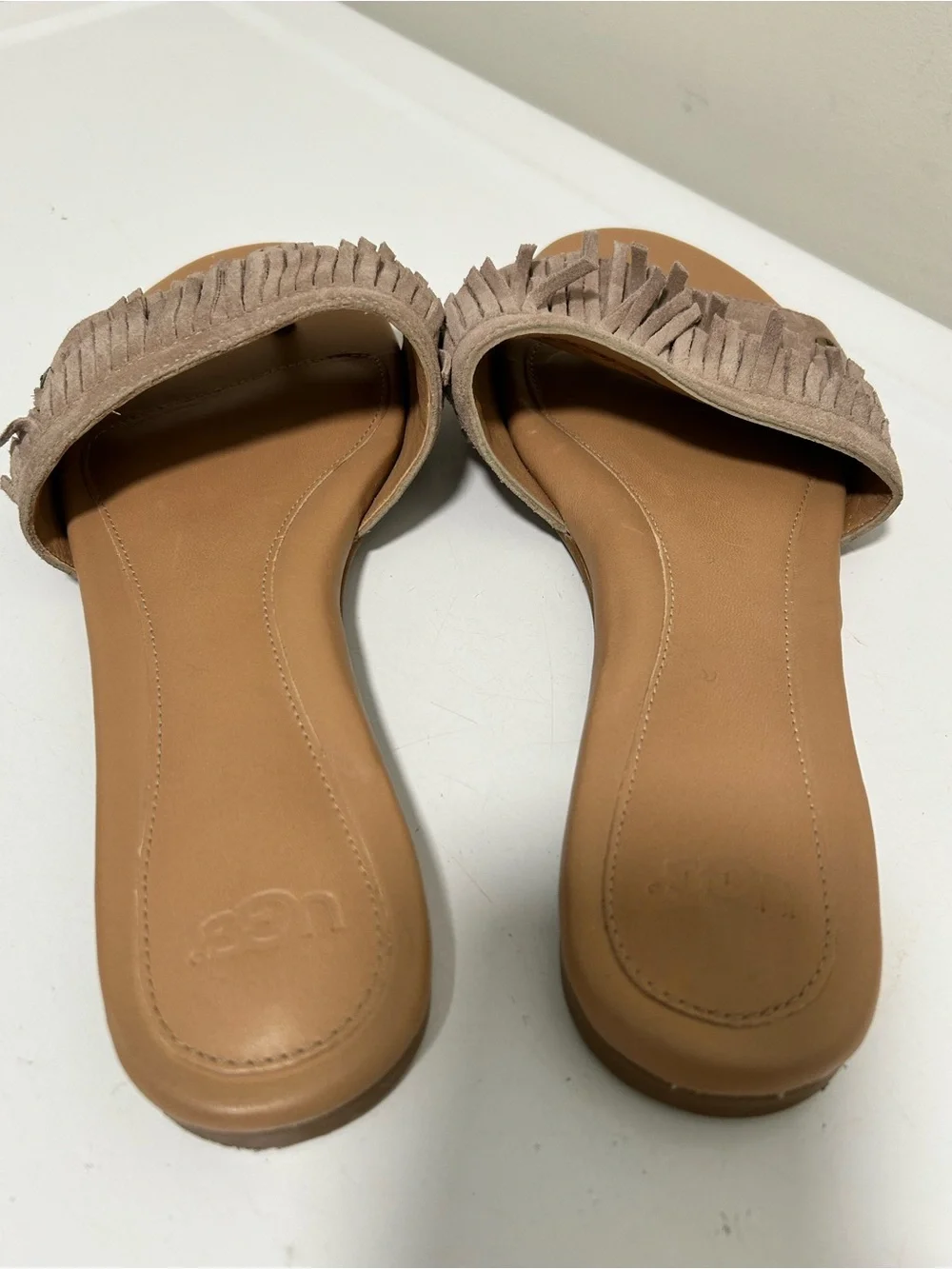 Ugg Binx Suede Fringe Sandals Tan Size 9.5